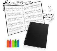 AUAUY Music Sheet Folder, A4 60pages Storage Documents Holder Bag with 1 Pack of Sticky Notes, Waterproof Loose Leaf Transparent, Blank Plastic Concert Choral Music File Folder for Musicians and Band