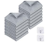 AUAUY Non-Scratch Silver Dishwashing Cleaning Cloths, 12 PCS Double-Layer