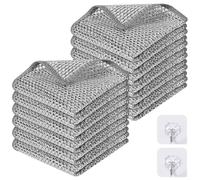 AUAUY Non-Scratch Silver Dishwashing Cleaning Cloths, 12 PCS Double-Layer