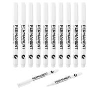 AUAUY Permanent Markers Pens, 10 Acrylic Paint Pens White, Waterproof and Quick Drying Markers for Beginners or Adult, Artists Pens for Paper Rock Tyre Plastic Glass Wood Metal Wall Fabric Cup