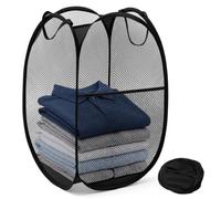 AUAUY Pop up Laundry Basket, Foldable Dirty Clothes Basket for Laundry | with Handle & Side Pocket, Spacious Capacity, Breathable Mesh, Washing Basket for Bathroom Bedroom Stroge Clothes Toys
