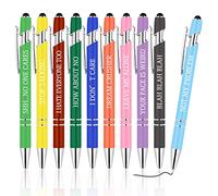 AUAUY Quotes Pens, Inspirational Ballpoint Pens with Stylus Tip Motivational Messages, 10 PCS Inspirational Pen Set Black Ink Pens Encouraging Stylus Pen Gifts for Students
