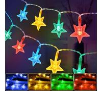 AUAUY Star String Lights, 40 LED 19.6FT Christmas Star Lights (Colorful)