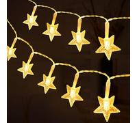 AUAUY Star String Lights, 40 LED 19.6FT Christmas Star Lights (Warm White)