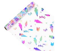 AUAUY Table Runner for First Day of School Decoration, 5M*28CM Glitter Table Runner Sugar Bags 123 ABC Pattern Decorative Tablecloth Girls Boys, Sequin Tablecloth for Gift Wrapping DIY, Party