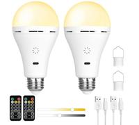 AUAUY USB C Rechargeable Camping Light with Remote & Hook, E27-2 Pack | Touch Control LED Tent Light with Timer, 3 Color Temperatures + Stepless Dimmable Hanging Tent Lamp for Outdoor Camping