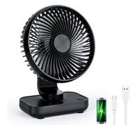 AUAUY USB Desk Fan, Mini Silent Fan with 4 Speeds Adjustable Strong Wind, Portable Rechargeable Small Table Fan for Bedroom, Office, Home, Kitchen, School, Library and Outdoor Camping