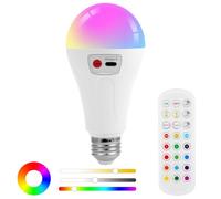 AUAUY USB Rechargeable Light Bulb with Remote Control, E27 7W Battery Operated Light Bulb with 12 Color, 3 Temperatures, 2000mAh for Camping, Party, Emergency, Non-Hardwired