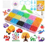 AUAUY Water Fuse Beads Set, 1500PCS 15 Colors Non Toxic Magic Beads Set