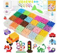 AUAUY Water Fuse Beads Set, 4800PCS 24 Colors Non Toxic Magic Beads Set for Kids, DIY Refill Compatible Water Sticky Beads Frozen for Hand Making Puzzle Educational Toys for Kids Beginner Gift