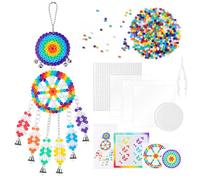 AUAUY Wind Chimes Fuse Beads Kit, 5mm Iron Beads Set for Kids, DIY Art Craft Toys Iron Beads, with Pattern Cards, Pegboards, Tweezers, Ironing Papers, Bell, Christmas Birthday Gift for Boys and Girls