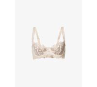 Aubade Aubade Softessence Floral-Embroidered Stretch-Mesh Half-Cup Bra Golden Beige 32DD