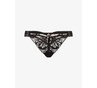 Aubade Womens Aubade After Hours Floral-Embroidered Lace Briefs Black M