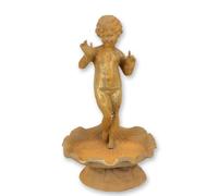 aubaho A rusty cast iron bird bath in the shape of a putto replica retro design decoration
