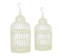 aubaho Pair of Bird Cages - White Replica Retro Design Decoration
