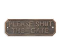 aubaho Please Close the Gate Sign Cast Iron Replica Retro Design Decoration