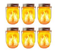 Aubasic Solar Flicker Torch Lights, 6 Pack Waterproof Dancing Flicker Lanterns Lights Build-in Glass Mason Jar, Outdoor Patio Yard Desktop Party Halloween Xmas Decor Solar Lanterns