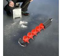 Aubconml Red Ice Drill Auger with Spiral Stainless Steel Blades and Safety Protective Cover, Durable Aluminum Alloy Build for Efficient Ice Fishing Trips