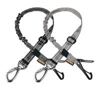 AUBELL Dog Seat Belt for Car,2 Pack Set 3-in-1 Adjustable Reflective Bungee Heavy Duty Dog Car Harness Tether with Clip Hook Latch & Buckle,Swivel Zinc Alloy Carabiner,Black+Grey