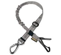 AUBELL Dog Seat Belts for Cars UK,Updated 3-in-1 Adjustable Reflective Bungee Dog Car Harness Tether with Clip Hook Latch & Buckle, Swivel Zinc Alloy Carabiner,Grey