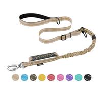 AUBELL Tactical Dog Lead Heavy Duty 1.2-1.8 m Reflective Strong No Pull Bungee Lead for Small Dogs with Comfortable Padded Double Handle Car Seat Belt 360 Degree