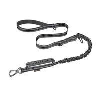 AUBELL Tactical Dog Lead Heavy Duty,4-6ft Reflective Strong No Pull Bungee Lead for Medium Large Dogs with Comfortable Padded Double Handle,Car Harness, 360 Degree Rotating Carabiner,Black