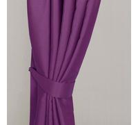 HOMESCAPES Aubergine Curtain Tie Back Pair Herringbone Chevron Textured Retro Geometric Design 2 Tie Backs For Curtain Pair Coordinating with Blackout Thermal Curtains. Free Sample Swatches Available