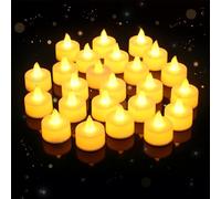 Aubess 24 Pieces Battery Tea Lights, Warm LED Tea Lights, Flameless Simulation LED Candles, Battery Candles for Parties, Confessions, Dates(Φ 3.7cm x H 4.1cm)