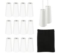 Aubess Blind Pull Cord Ends, 12 PCS Wooden Pull Cord End, Off-White Window Blind Wood Cord Knobs, Blind Small Pendants Drops Pull End with storage bag for Bathroom Blinds Light and Shades