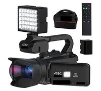 AUBEST Video Camera Camcorder 18X Zoom Full 4K Professional Camcorder 4" Touch Screen 64MP Video Camera Time Lapse Digital Recorder Streaming Webcam(64G SD Card,With Fill Light)