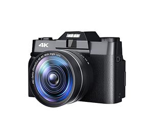 AUBEST Video Camera Camcorder Flip Screen 48MP Digital Selfie Camera Wide Angle 4K Vlog Camcorder 16X Zoom Beginner Photography Camera KIDS Gift(Nocard,CDR10-black)