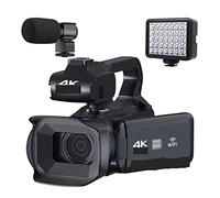 AUBEST Video Camera Camcorder Release 4K Camera Camorders Webcam Camera 64MP Ultra HD Camera 18X Zoom 4.0" Touch Screen Camera Video(32G SD Card,RX200-mic-light)