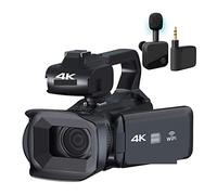 AUBEST Video Camera Camcorder Release 4K Camera Camorders Webcam Camera 64MP Ultra HD Camera 18X Zoom 4.0" Touch Screen Camera Video(128G SD Card,RX200-wireless mic)