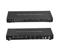 AUBEST Video Switcher, 4x2 Matrix Switch, 4K HDR, HDCP2.2, De-Embedding, ble Output, RS232/IR