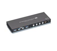 AUBEST Video Switcher, 8K Displayport KVM Switch 1 Monitors 4 Computers 4K 144Hz 4x1 DP USB 3.0 KVM Switch