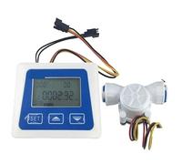 AUBEST Water Meter， Digital LCD Display Water Flow Sensor Meter, Flowmeter Totalmeter With 3/8" / 1/4" Flow Battery Working Meter(3/8")