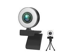 AUBEST Webcam, Webcam 1080P 2K 4K HD Webcam With Ring Fill Light Laptop PC Computer Live Broadcast Camera Video Web Camera Microphone Web Cam(4K Auto Focus)