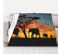 AUBKFELD African Elephant Printed Flannel Throw Blanket 102x76 Cm - Soft Warm Blankets Throw For Bed Couch Office Travel Beach Picnic