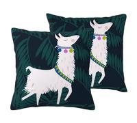 AUBKFELD Alpaca Llama Printed 2-PCS Cushion Cover Square Pillowcase 60x60 CM Soft Linen Throw Pillow Covers Case Decorative for Living Room Sofa Couch Bed Bench