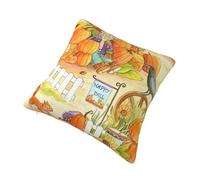 AUBKFELD Autumn Sunflowers Pumpkins Printed Cushion Covers 30x30 Cm Set Of 1 Pcs - Square Plush Pillow Cases Pillowcases For Sofa Bed Couch Home Office Car Decor