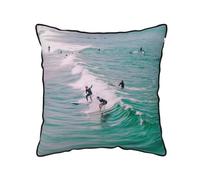 AUBKFELD Beach Surf Printed Velvet Cushion Cover 40x40 CM with Black Edging Strip, Square Pillowcase Soft Throw Pillow Covers Case Decorative for Living Room Sofa