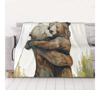 AUBKFELD Bears Printed Flannel Blanket 150x125 CM, Soft & Warm Throw Blanket for Sofa/Couch/Bed/Car, Gifts for Audlts Women Men
