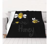 AUBKFELD Bee Love Honey Printed Flannel Blanket 102x76 CM, Soft & Warm Throw Blanket for Sofa/Couch/Bed/Car, Gifts for Audlts Women Men