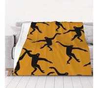 AUBKFELD Black Gibbon Monkey Printed Flannel Blanket 102x76 CM, Soft & Warm Throw Blanket for Sofa/Couch/Bed/Car, Gifts for Audlts Women Men