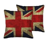 AUBKFELD British Flag Printed 2-PCS Cushion Cover Square Pillowcase 40x40 CM Soft Linen Throw Pillow Covers Case Decorative for Living Room Sofa Couch Bed Bench