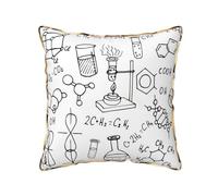 AUBKFELD Chemistry Print Printed Velvet Cushion Cover 45x45 CM with Gold Edging Strip, Square Pillowcase Soft Throw Pillow Covers Case Decorative for Living Room Sofa Couch Bed Bench