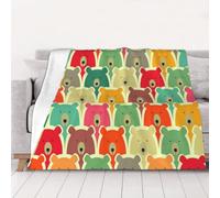 AUBKFELD Colorful Bears Printed Flannel Blanket 150x125 CM, Soft & Warm Throw Blanket for Sofa/Couch/Bed/Car, Gifts for Audlts Women Men