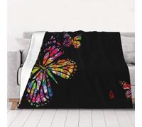 AUBKFELD colorful butterfly Printed Flannel Blanket 200x150 CM, Soft & Warm Throw Blanket for Sofa/Couch/Bed/Car, Gifts for Audlts Women Men