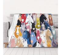 AUBKFELD Colorful Cartoon Horses Printed Flannel Blanket 125x100 CM, Soft & Warm Throw Blanket for Sofa/Couch/Bed/Car, Gifts for Audlts Women Men