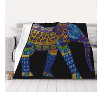 AUBKFELD Colorful Elephant Printed Flannel Blanket 150x125 CM, Soft & Warm Throw Blanket for Sofa/Couch/Bed/Car, Gifts for Audlts Women Men